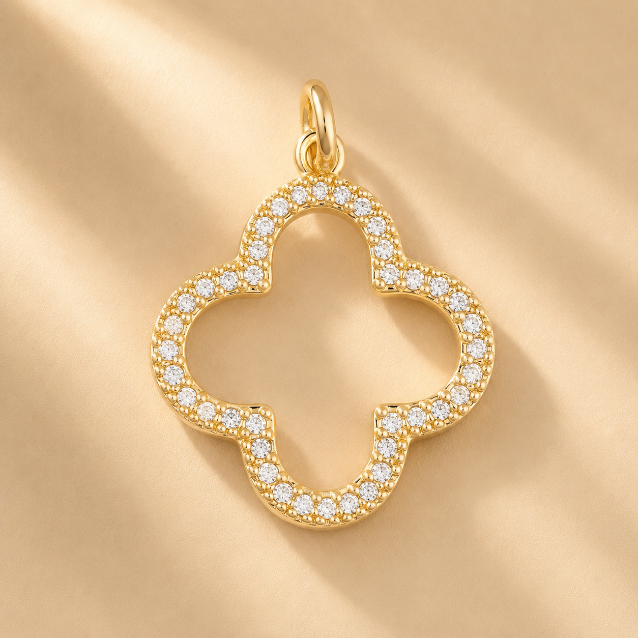 Gilded Glow | Pavé Quatrefoil Charm