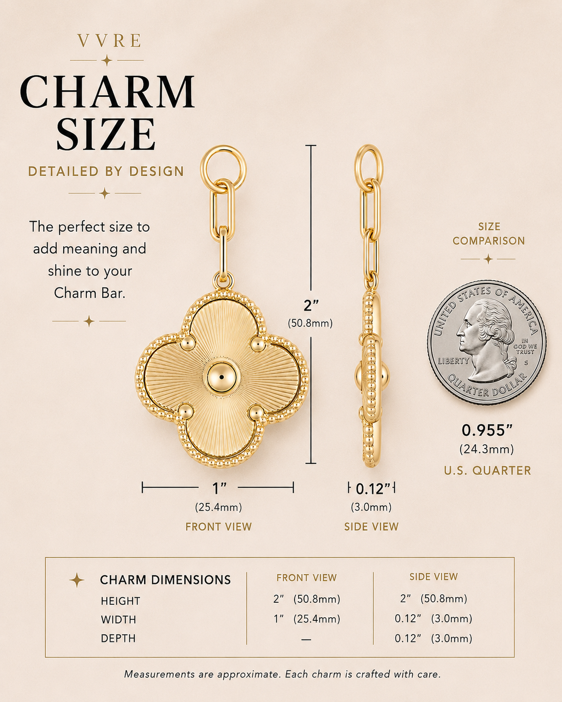 Golden Era | Textured Gold Quatrefoil Charm