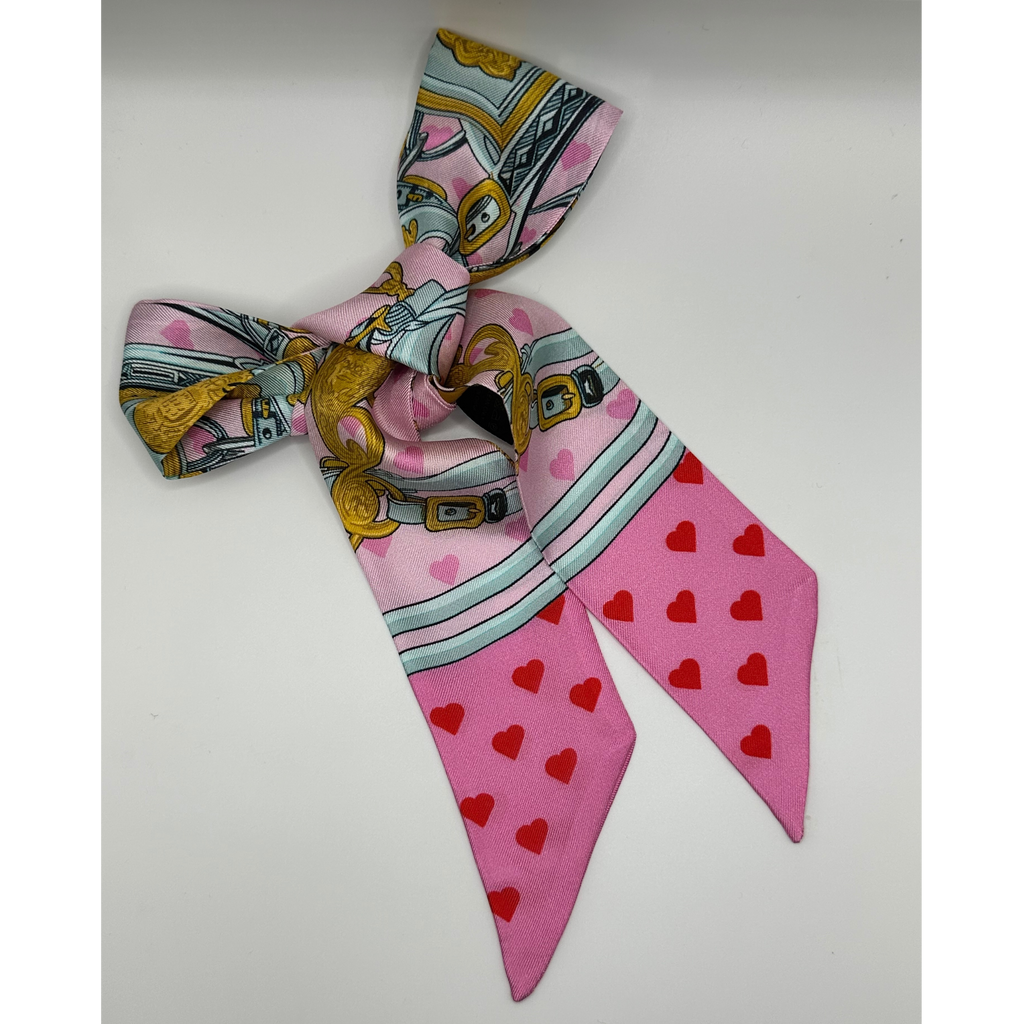 Twilly Scarf – Pink Heart & Gold Baroque