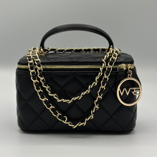 Makenzi Leather Vanity- Noir